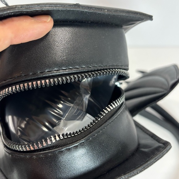 Emo Coffin X Vampire Bat Crossbody Backpack Black Gothic Halloween Bag NWOT - Picture 7 of 9